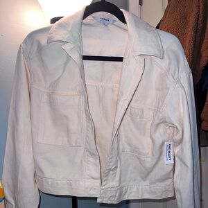 XS Cream Colored Cropped Old Navy Jacket New With Tags